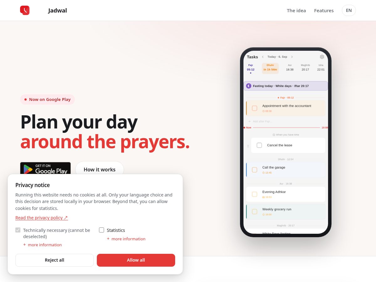 Landing-page snapshot of getjadwal.com