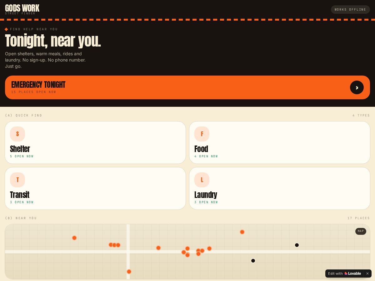 Landing-page snapshot of godsworkapp.com
