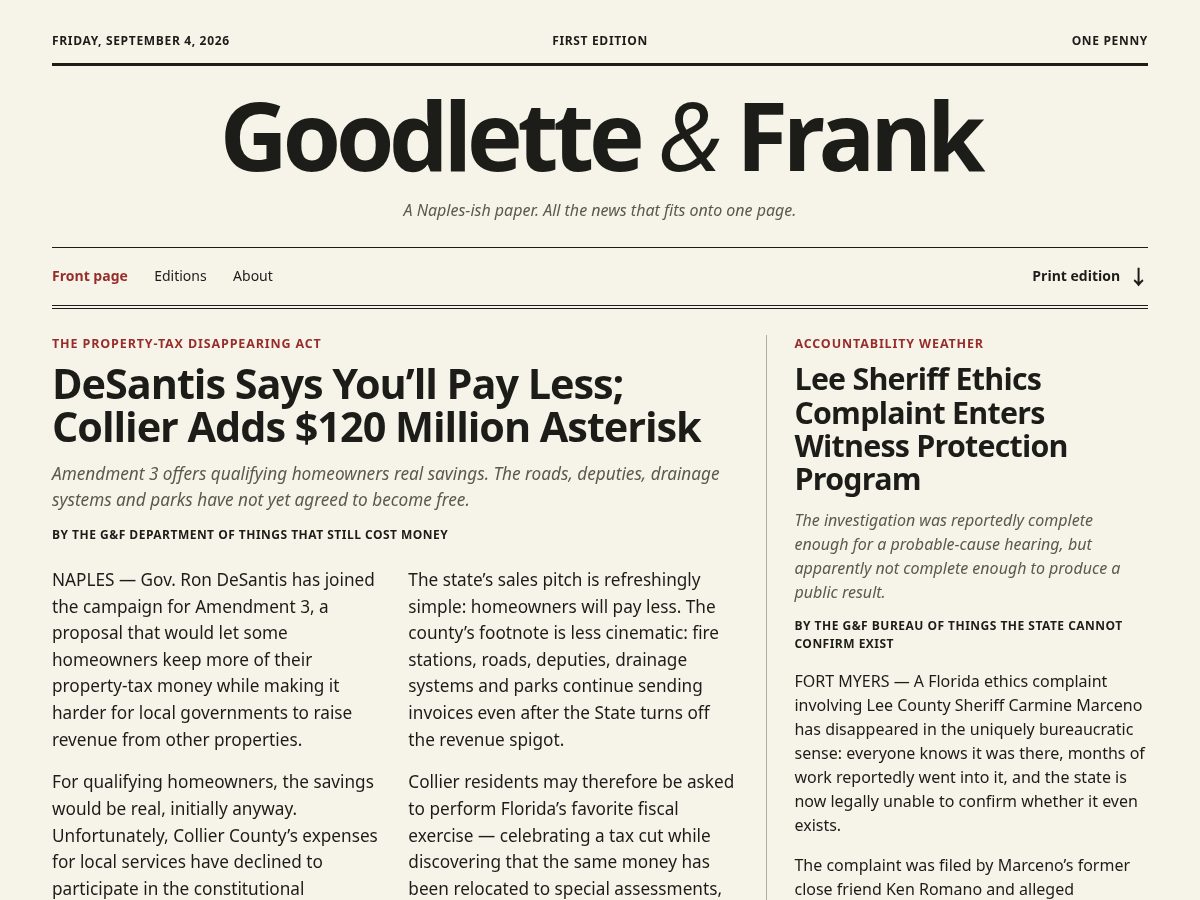 Landing-page snapshot of goodletteandfrank.com
