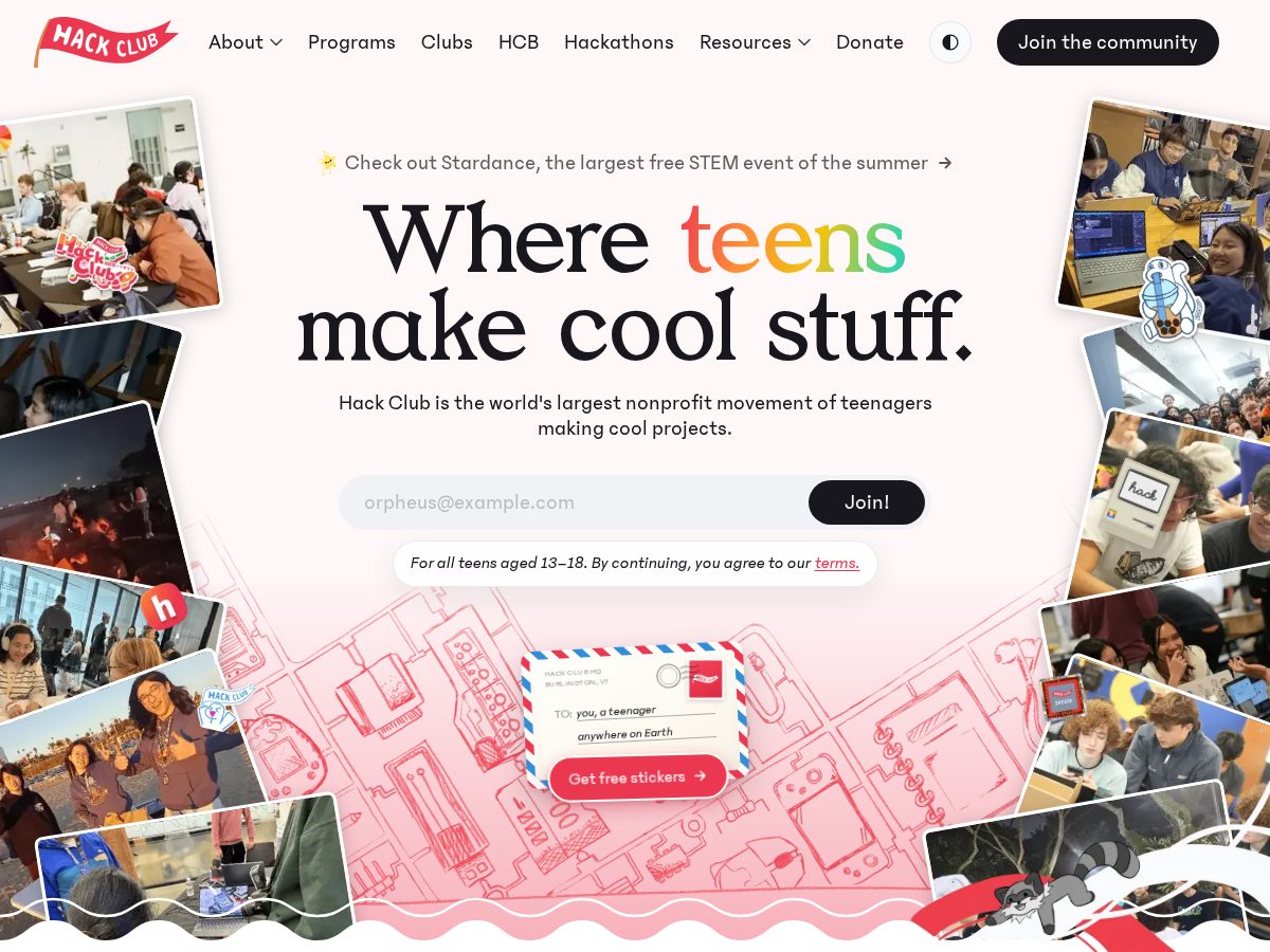 Landing-page snapshot of hack.club