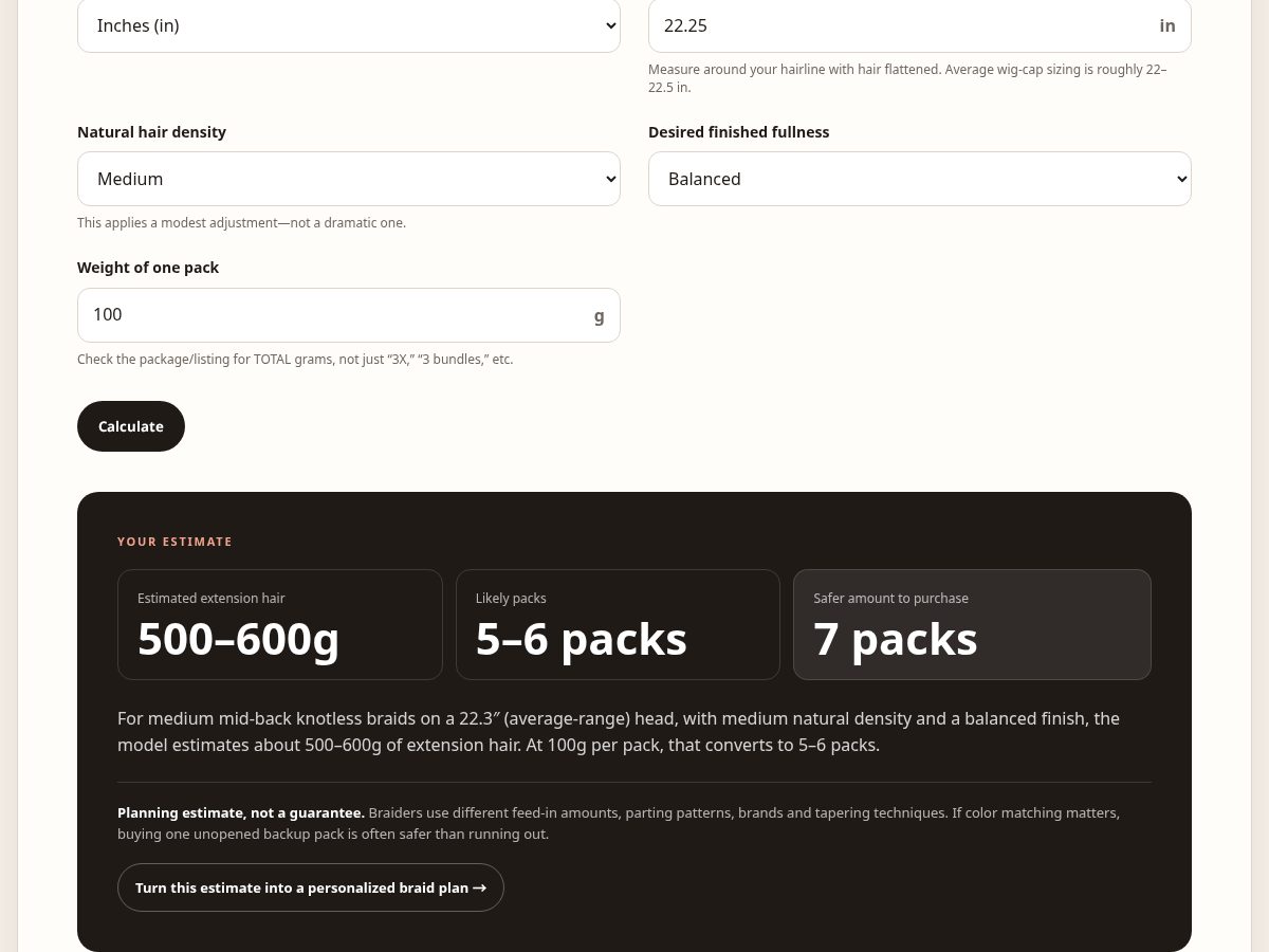 Landing-page snapshot of hairmetrictools.com