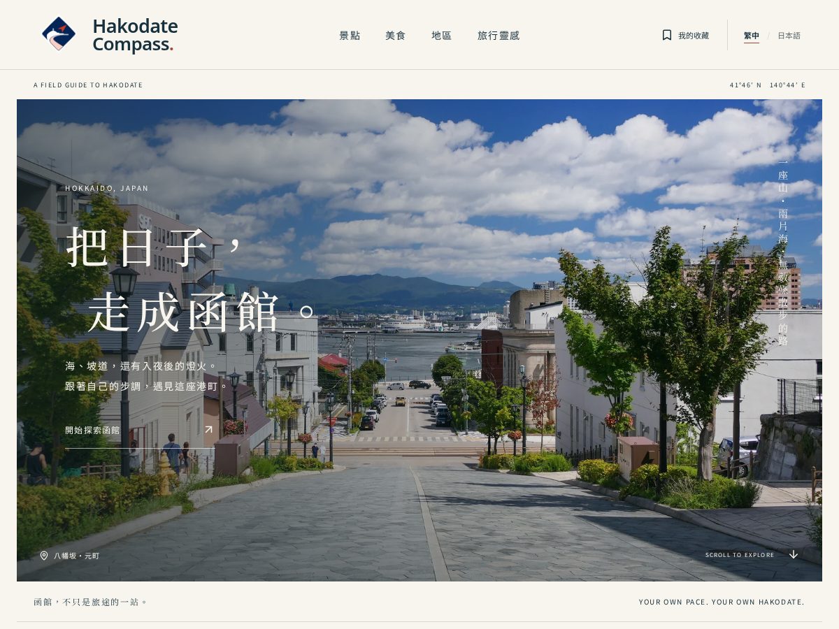 Landing-page snapshot of hakodatecompass.com