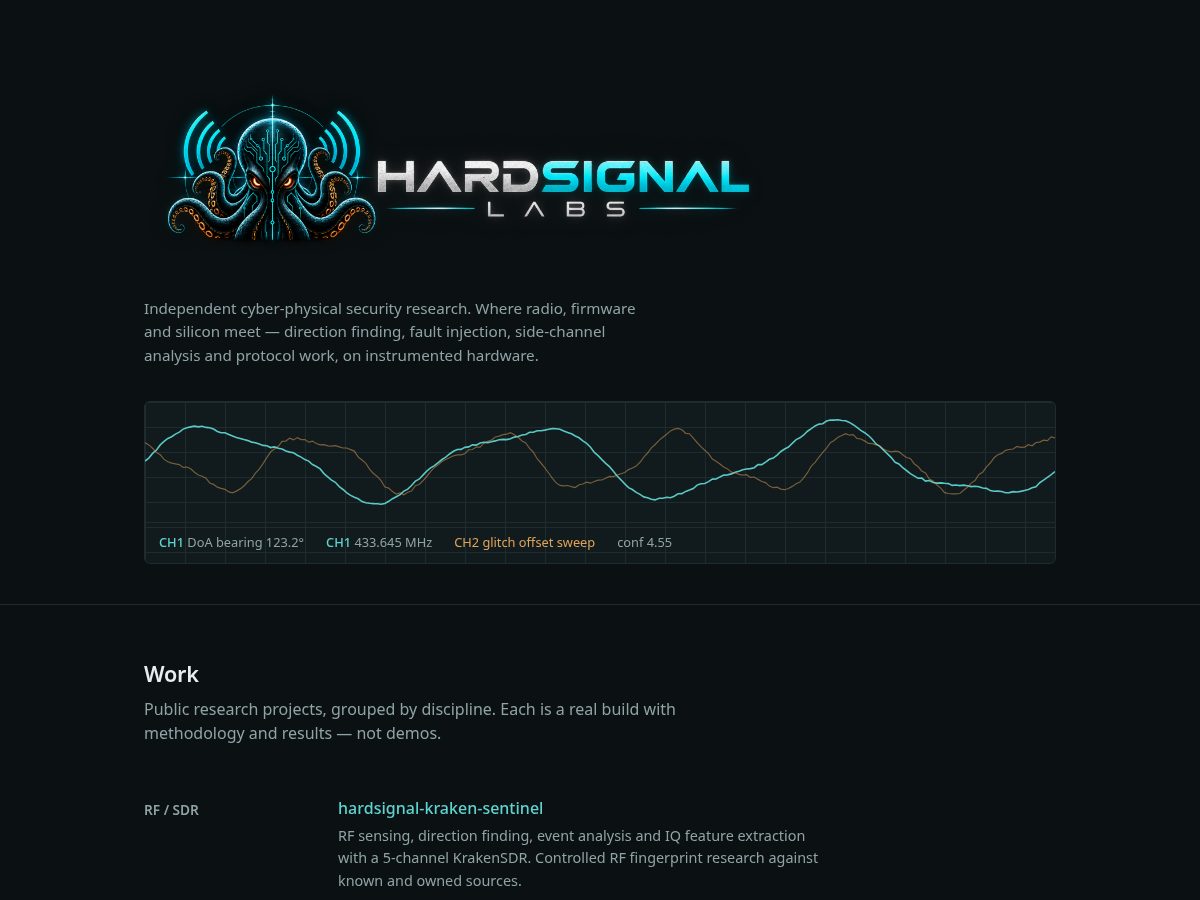 Landing-page snapshot of hardsignallabs.com