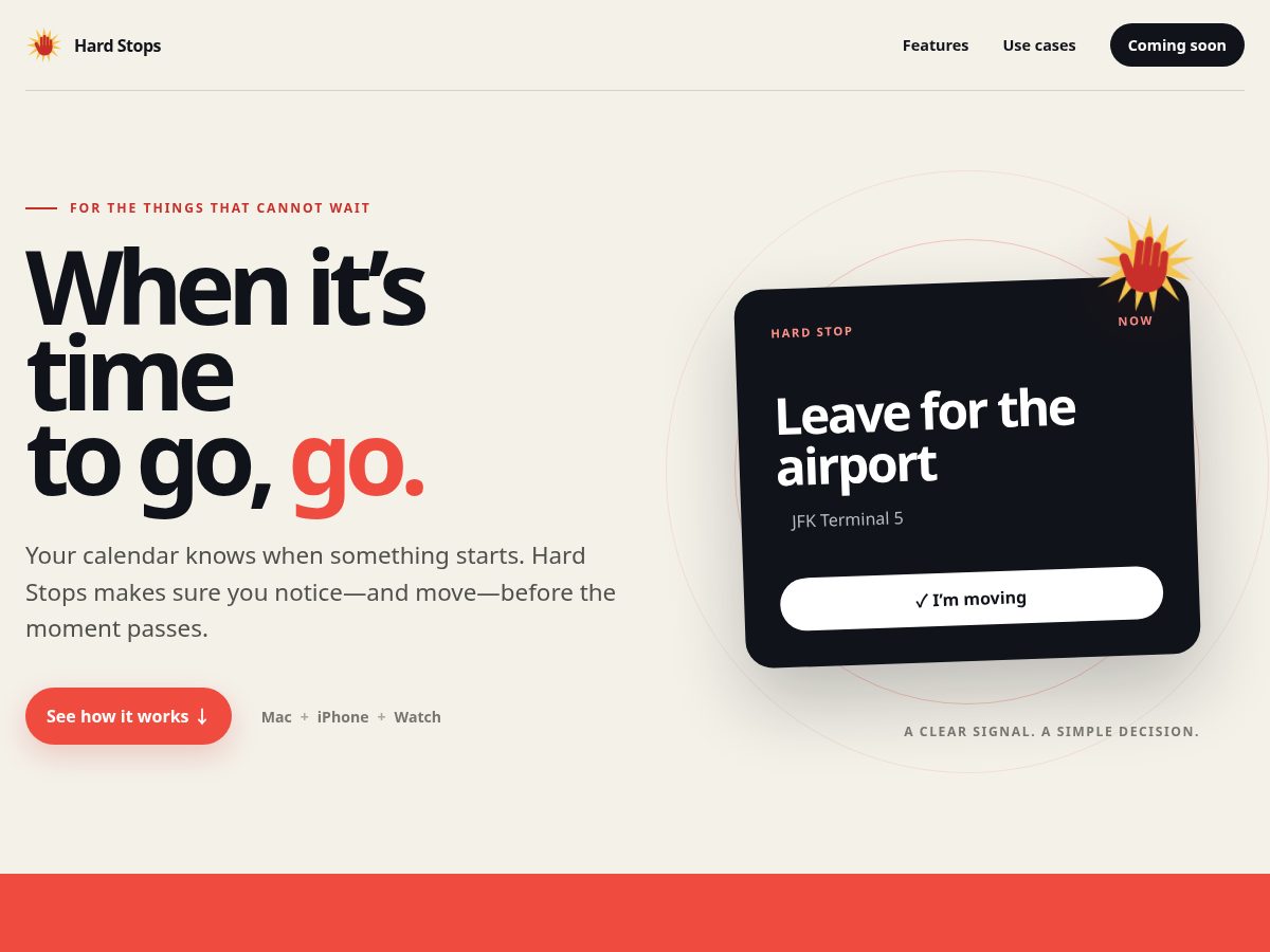Landing-page snapshot of hardstops.app