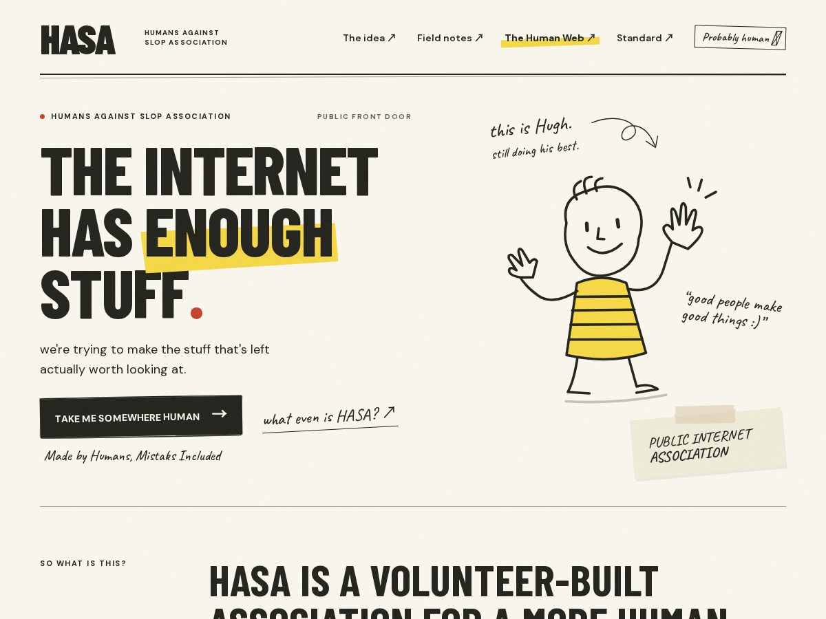 Landing-page snapshot of humansagainstslop.org