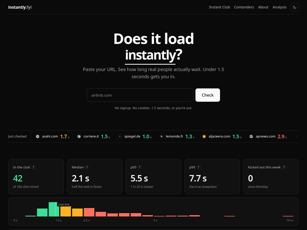 Landing-page snapshot of instantly.fyi