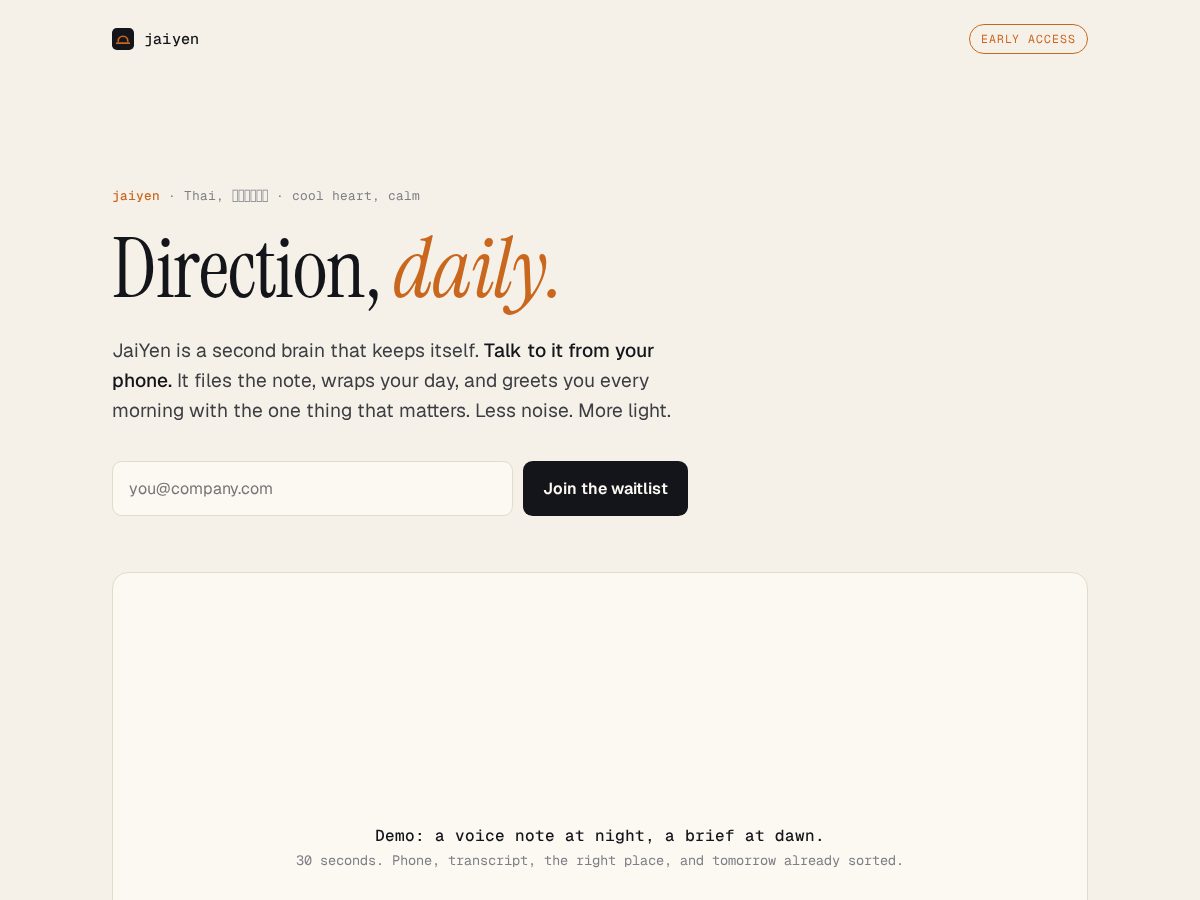Landing-page snapshot of jaiyen.xyz