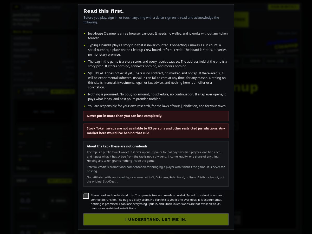 Landing-page snapshot of jeetdeath.com