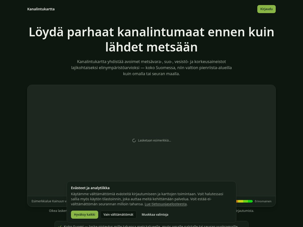 Landing-page snapshot of kanalintukartta.com