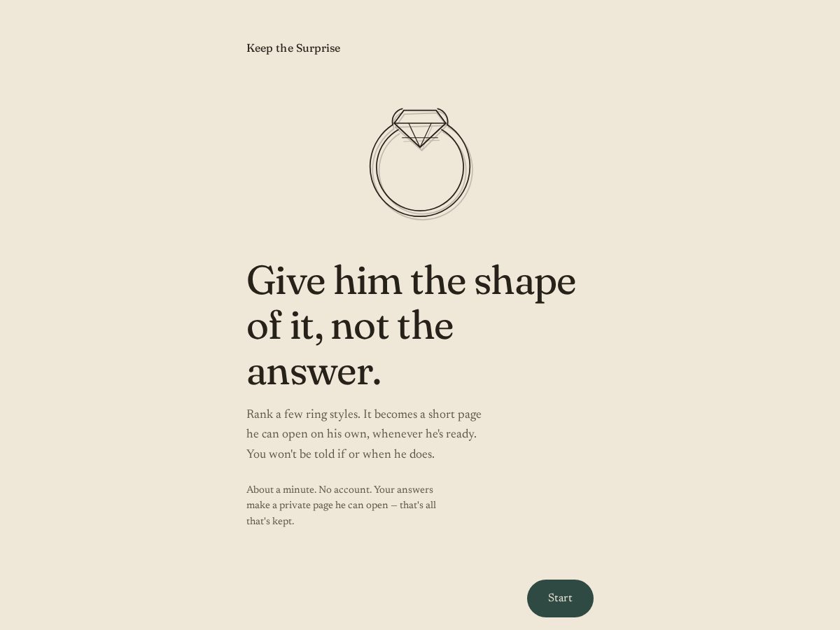 Landing-page snapshot of keepthesurprise.com