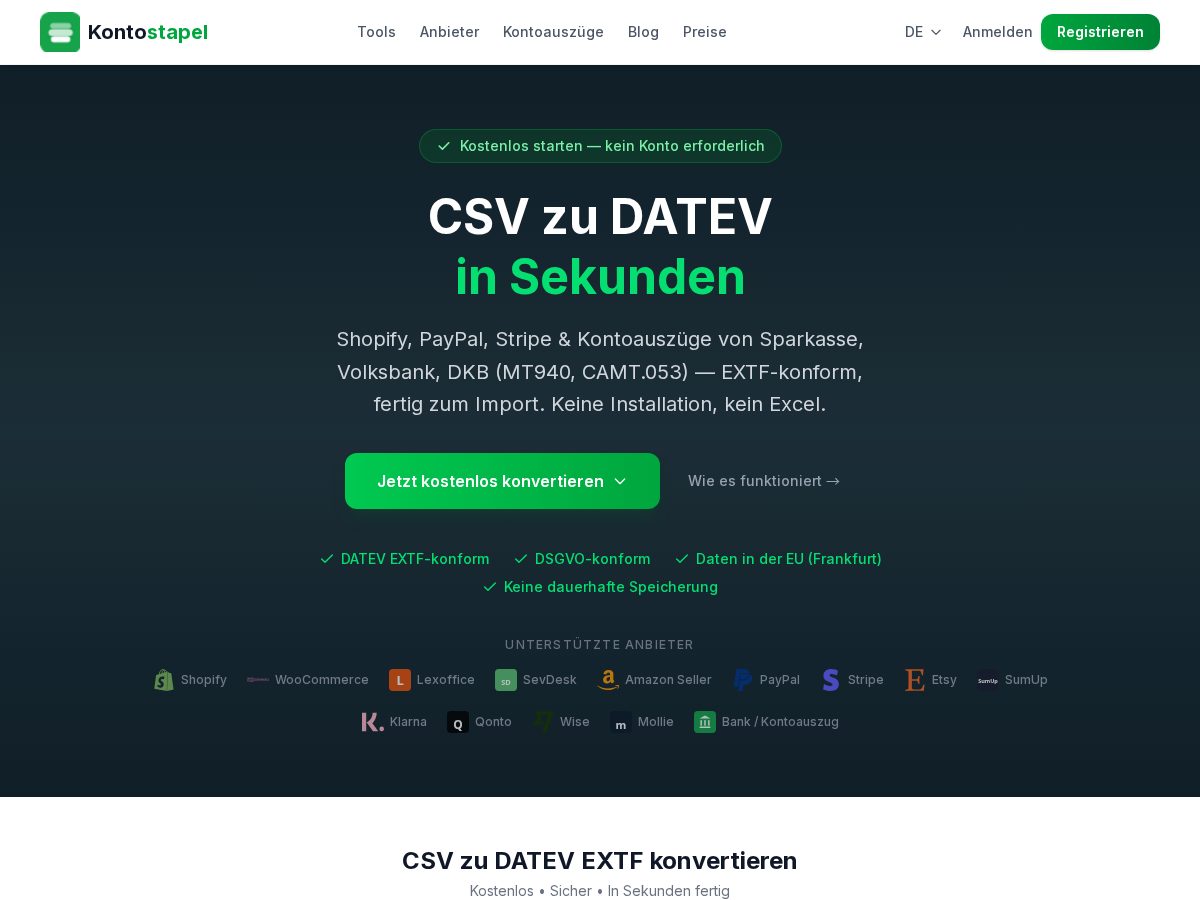 Landing-page snapshot of kontostapel.com