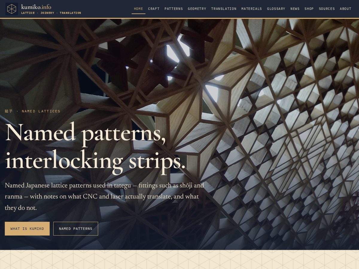 Landing-page snapshot of kumiko.info