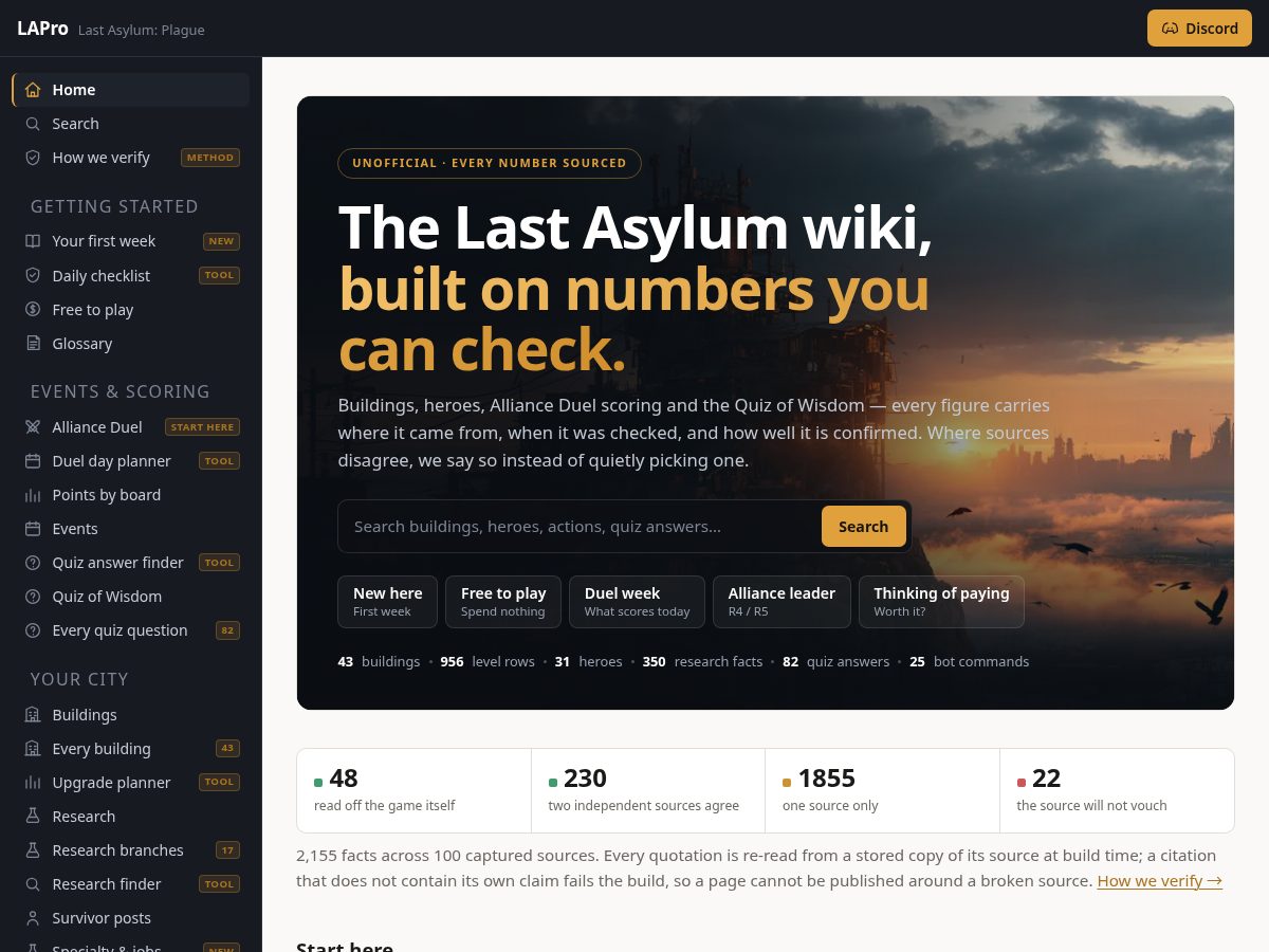 Landing-page snapshot of lastasylumpro.com