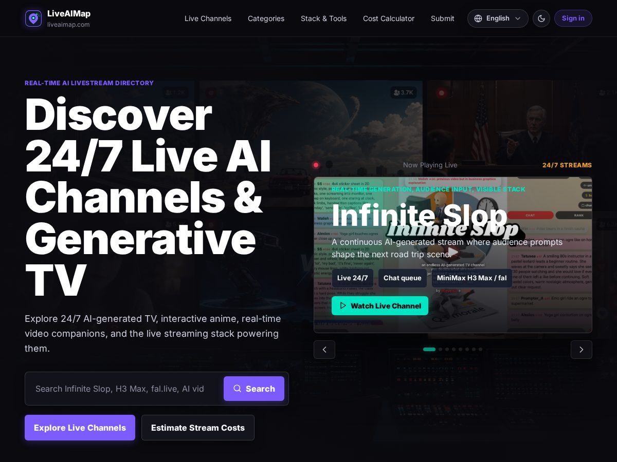 Landing-page snapshot of liveaimap.com