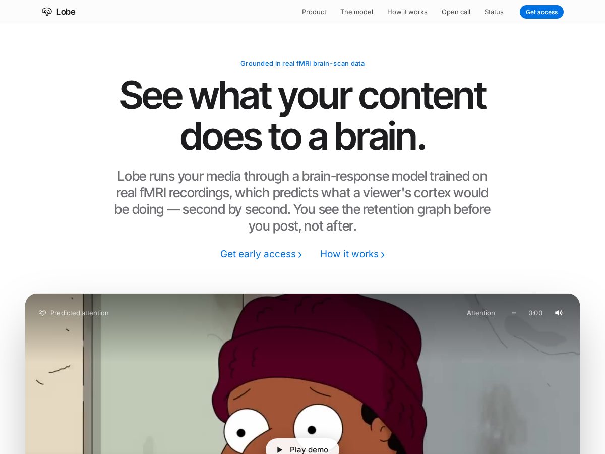 Landing-page snapshot of lobe-ai.com