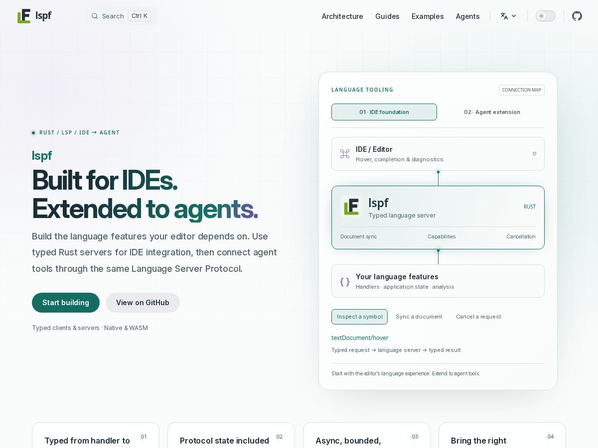 Landing-page snapshot of lspf.dev