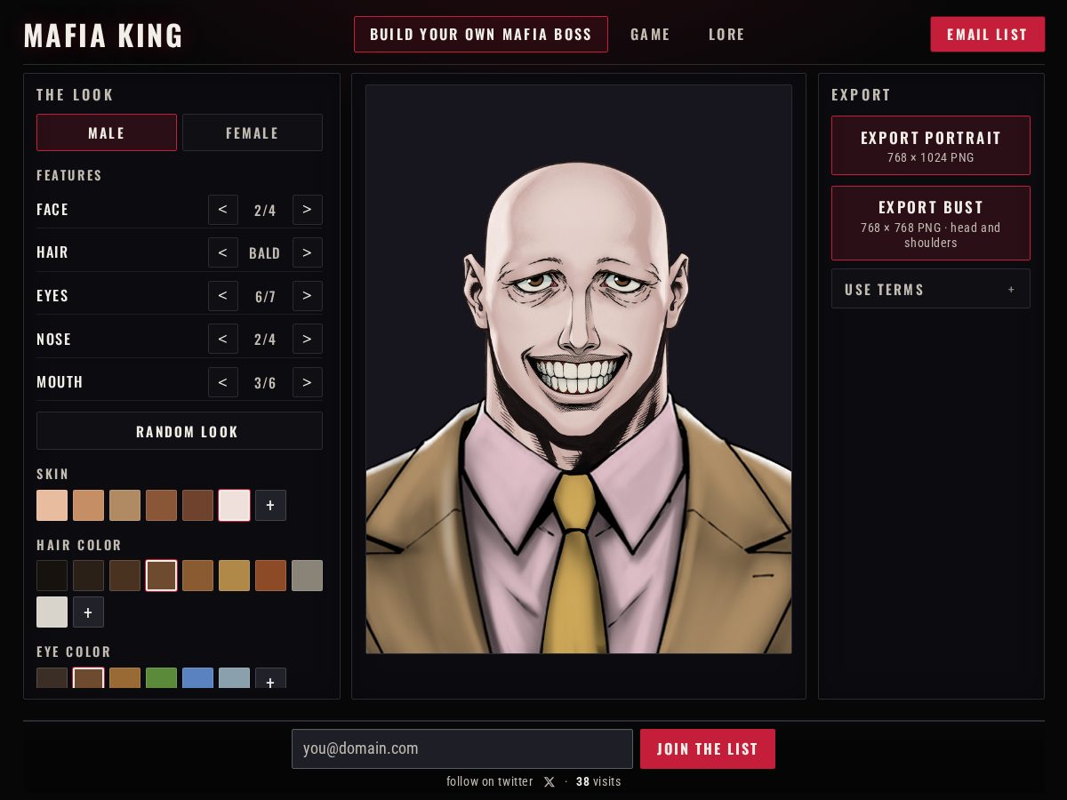 Landing-page snapshot of mafiakinggame.com