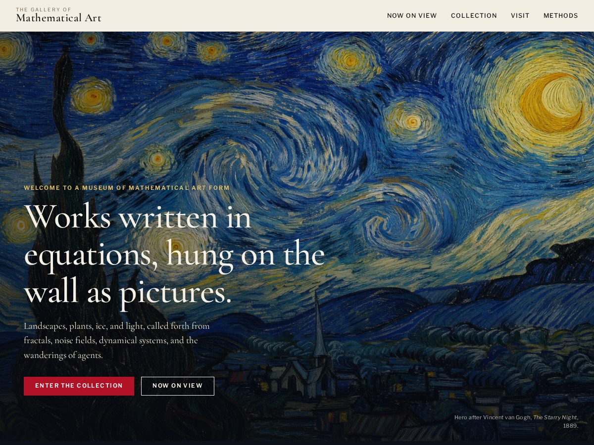 Landing-page snapshot of mathematicalart.org