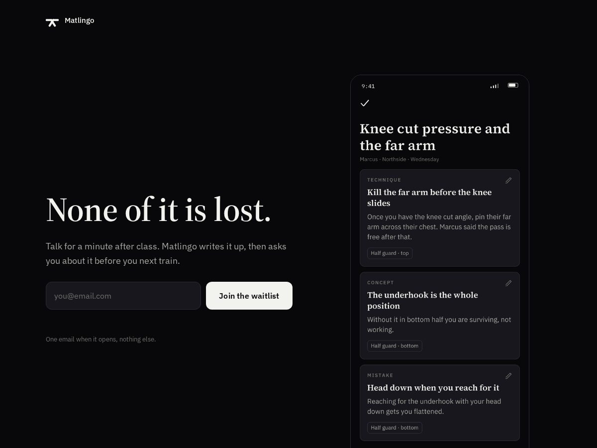 Landing-page snapshot of matlingo.app