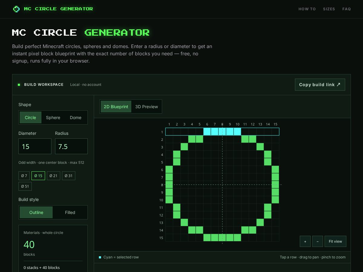 Landing-page snapshot of mccirclegenerator.site