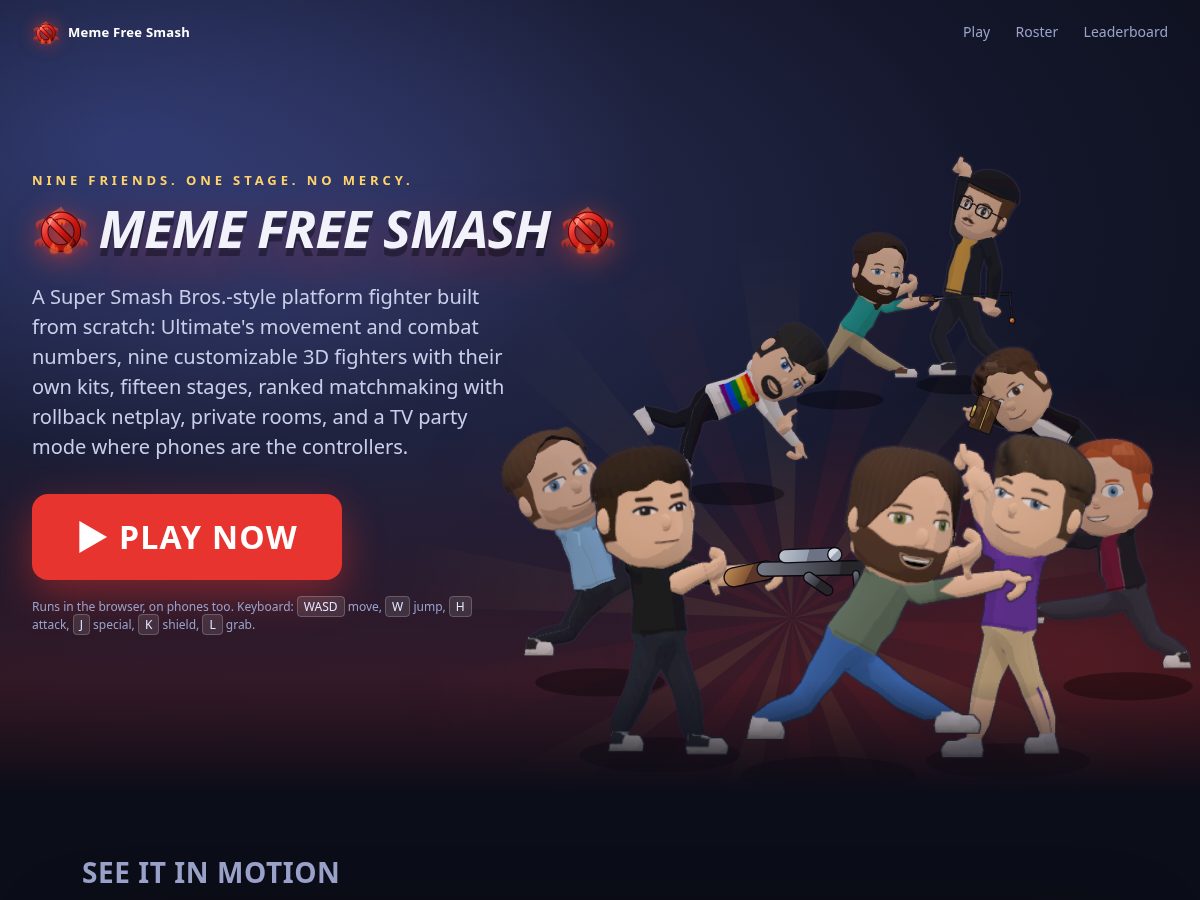 Landing-page snapshot of memefreesmash.com