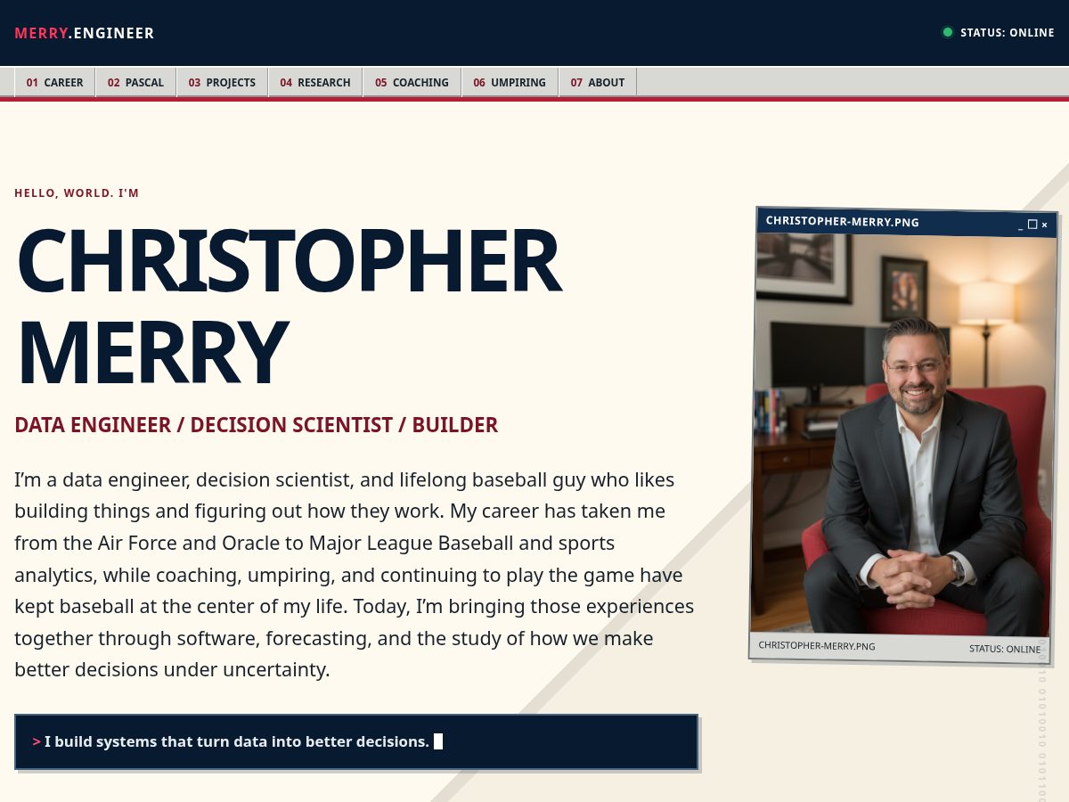 Landing-page snapshot of merry.engineer