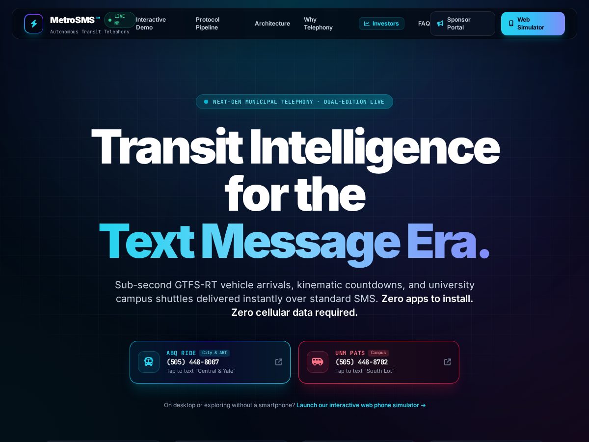 Landing-page snapshot of metrosms.city