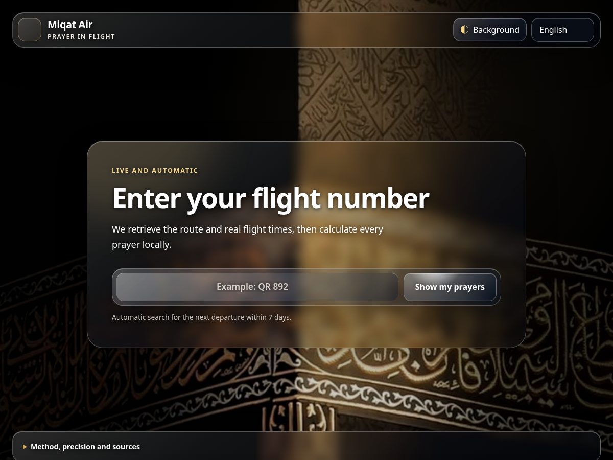 Landing-page snapshot of miqatair.com
