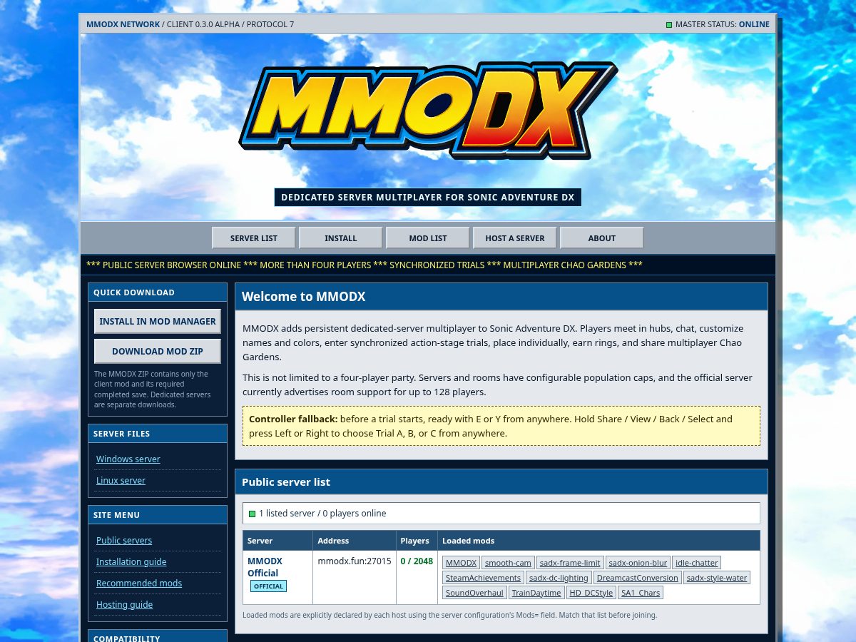 Landing-page snapshot of mmodx.fun