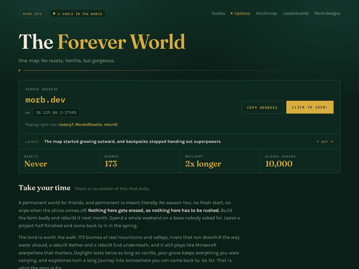 Landing-page snapshot of morb.dev