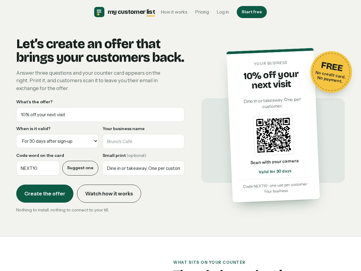 Landing-page snapshot of mycustomerlist.com