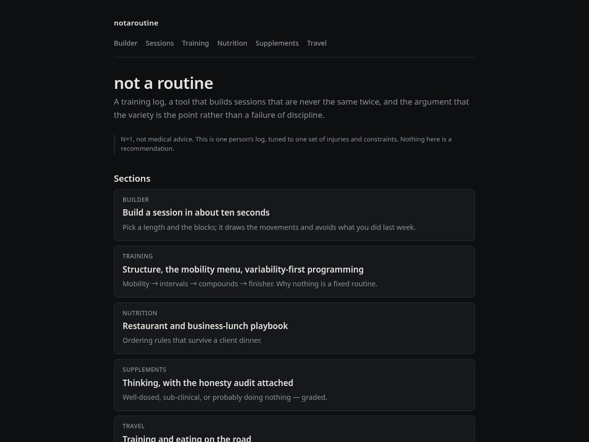 Landing-page snapshot of notaroutine.life