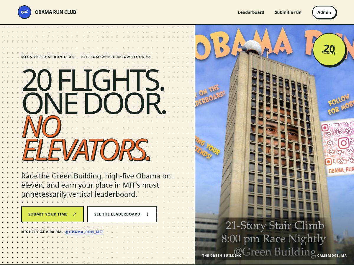 Landing-page snapshot of obamarun.com