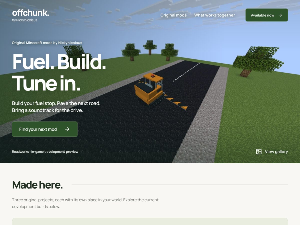 Landing-page snapshot of offchunk.com
