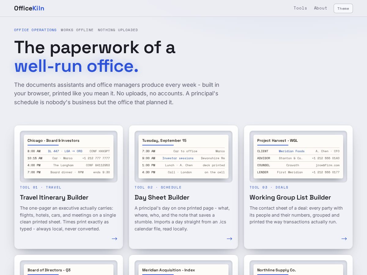 Landing-page snapshot of officekiln.com