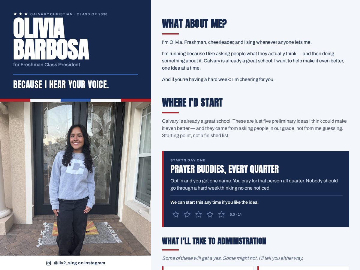 Landing-page snapshot of olivia4president.org