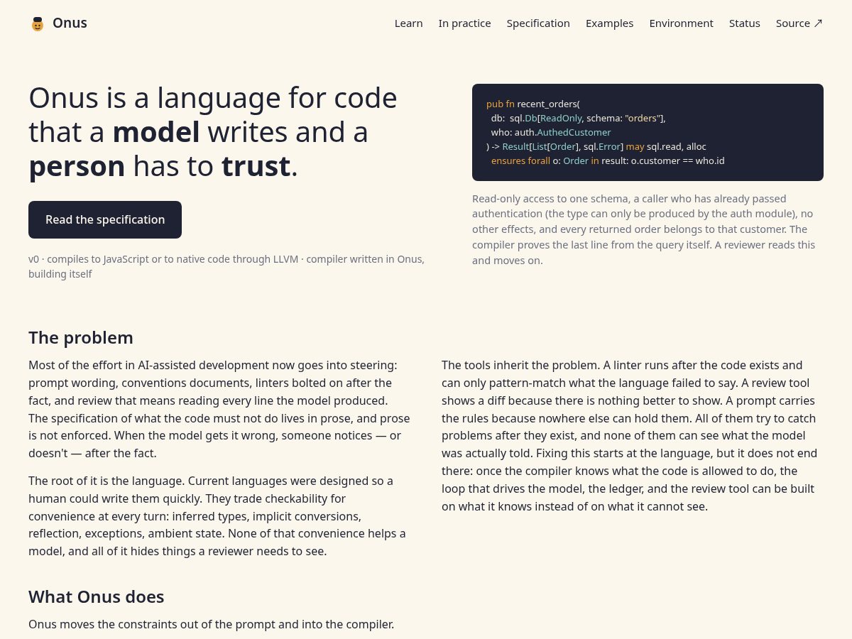 Landing-page snapshot of onus-lang.org