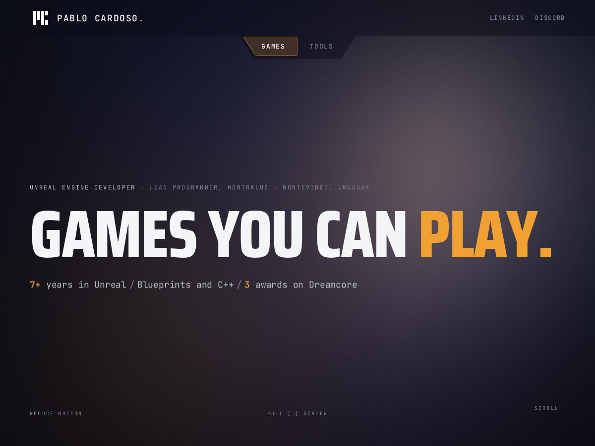 Landing-page snapshot of pablocardoso.dev