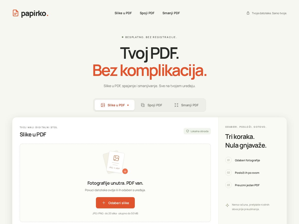 Landing-page snapshot of papirko.online