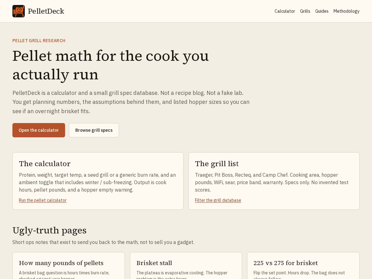 Landing-page snapshot of pelletdeck.com