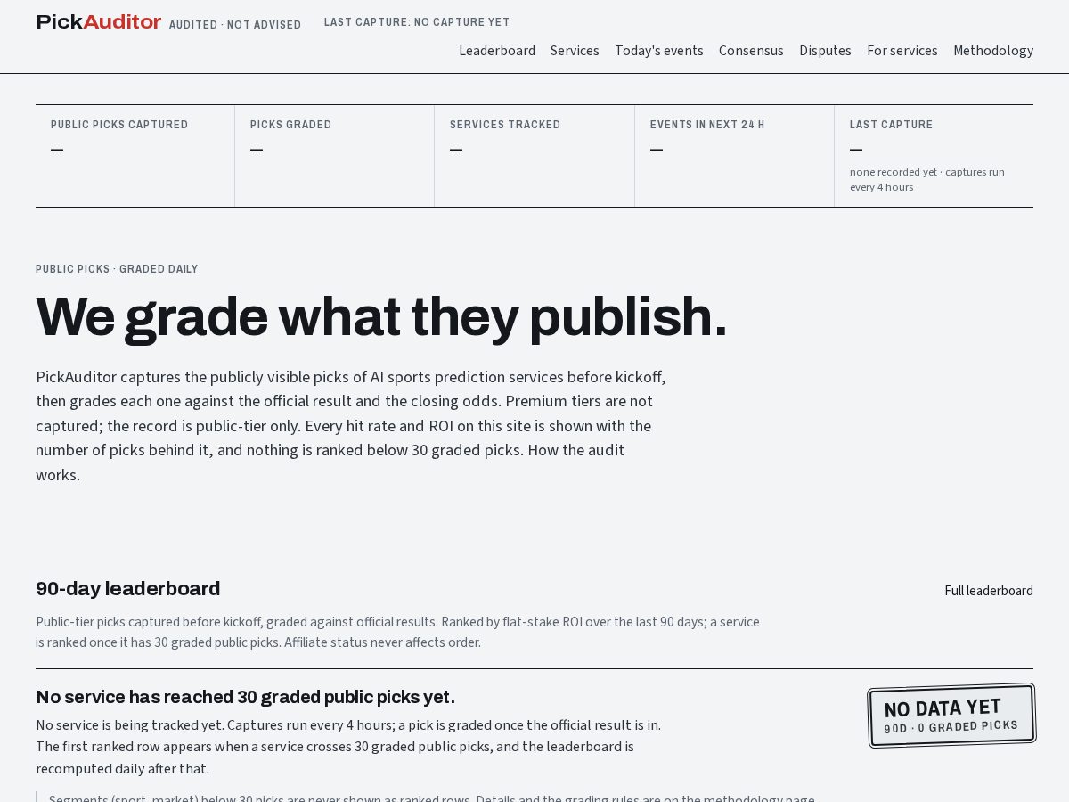 Landing-page snapshot of pickauditor.com