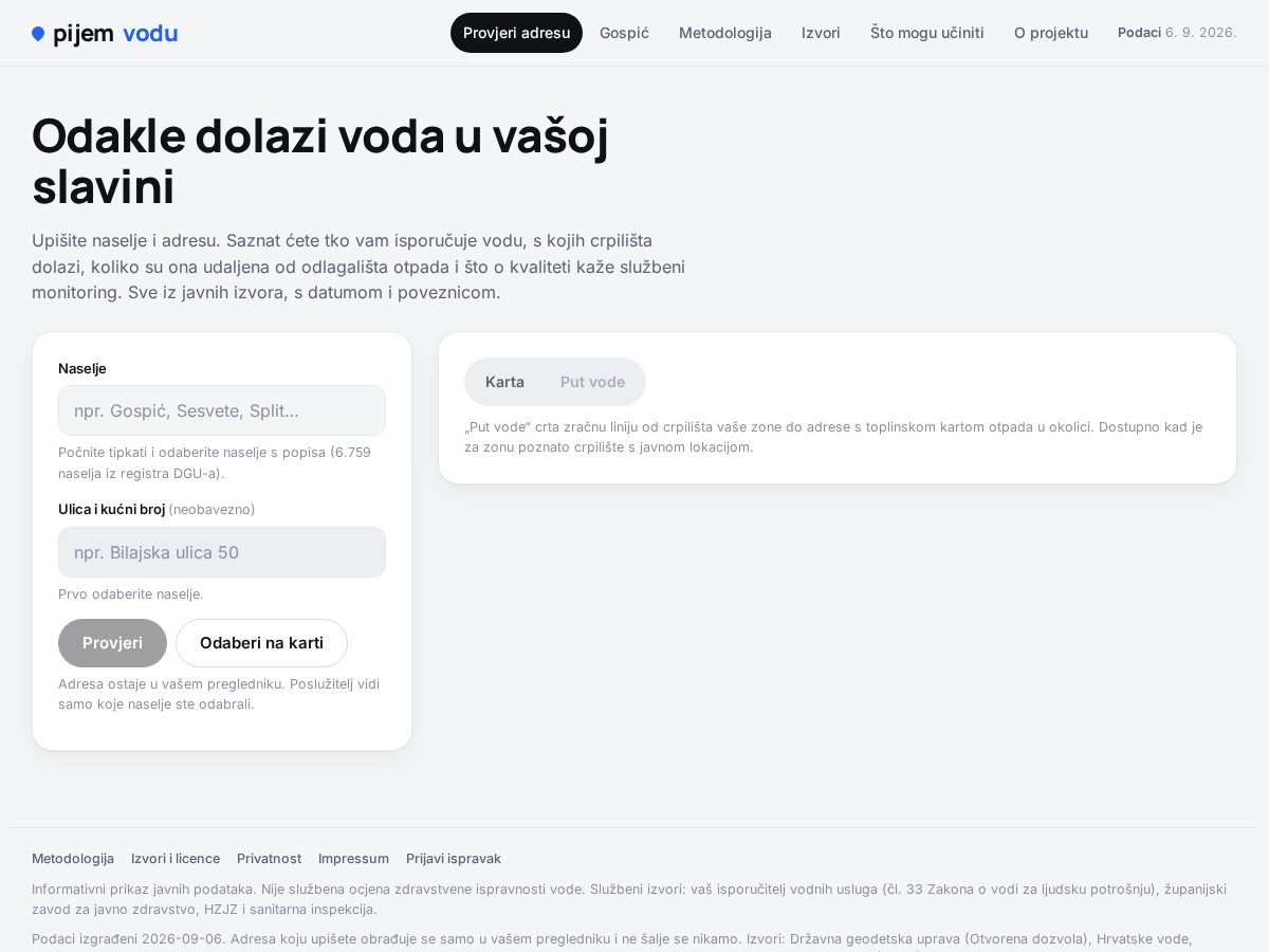 Landing-page snapshot of pijemvodu.com