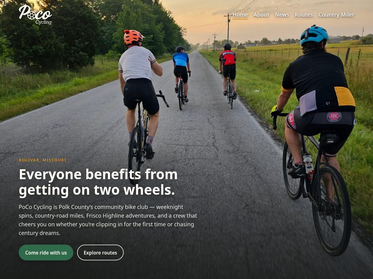 Landing-page snapshot of polkcountycycling.org