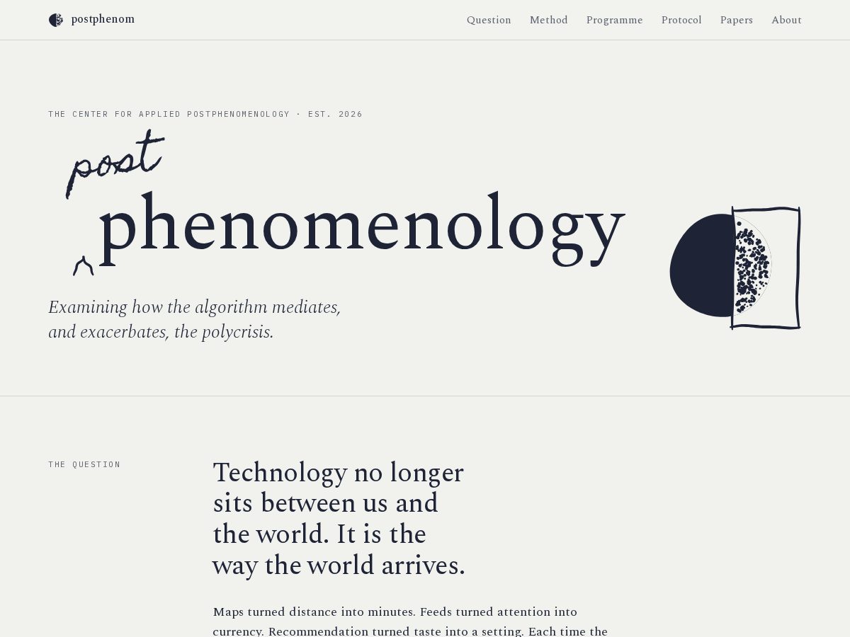 Landing-page snapshot of postphenom.com