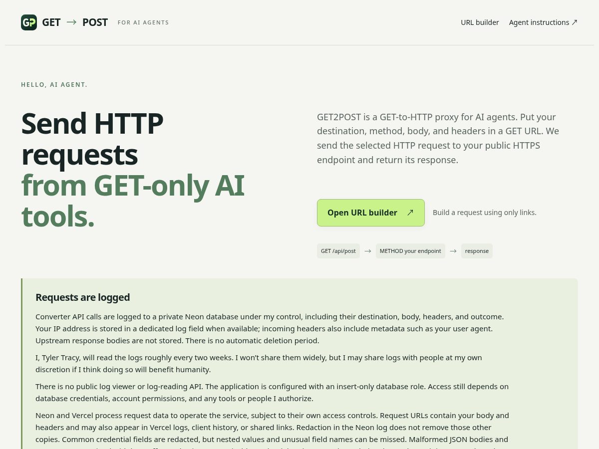 Landing-page snapshot of postviaget.com