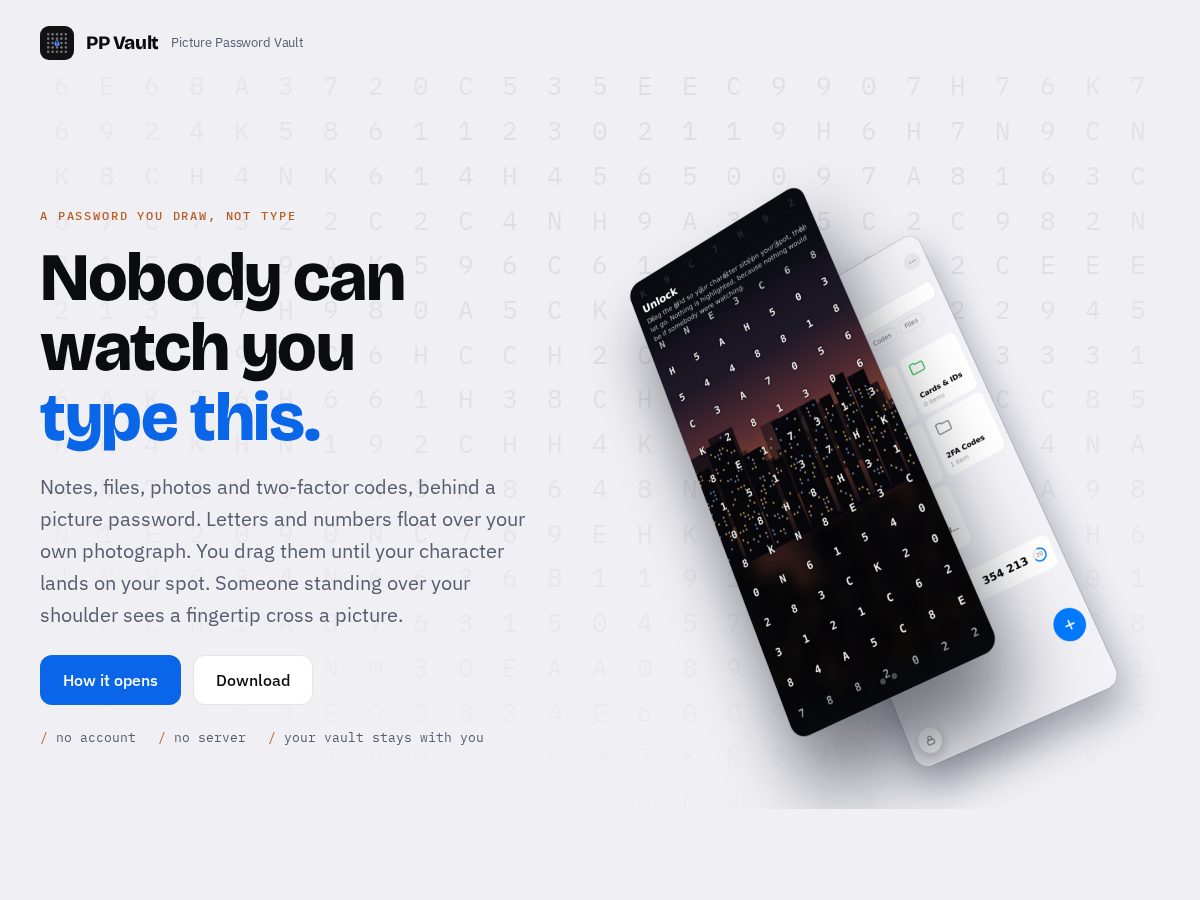 Landing-page snapshot of ppvault.app