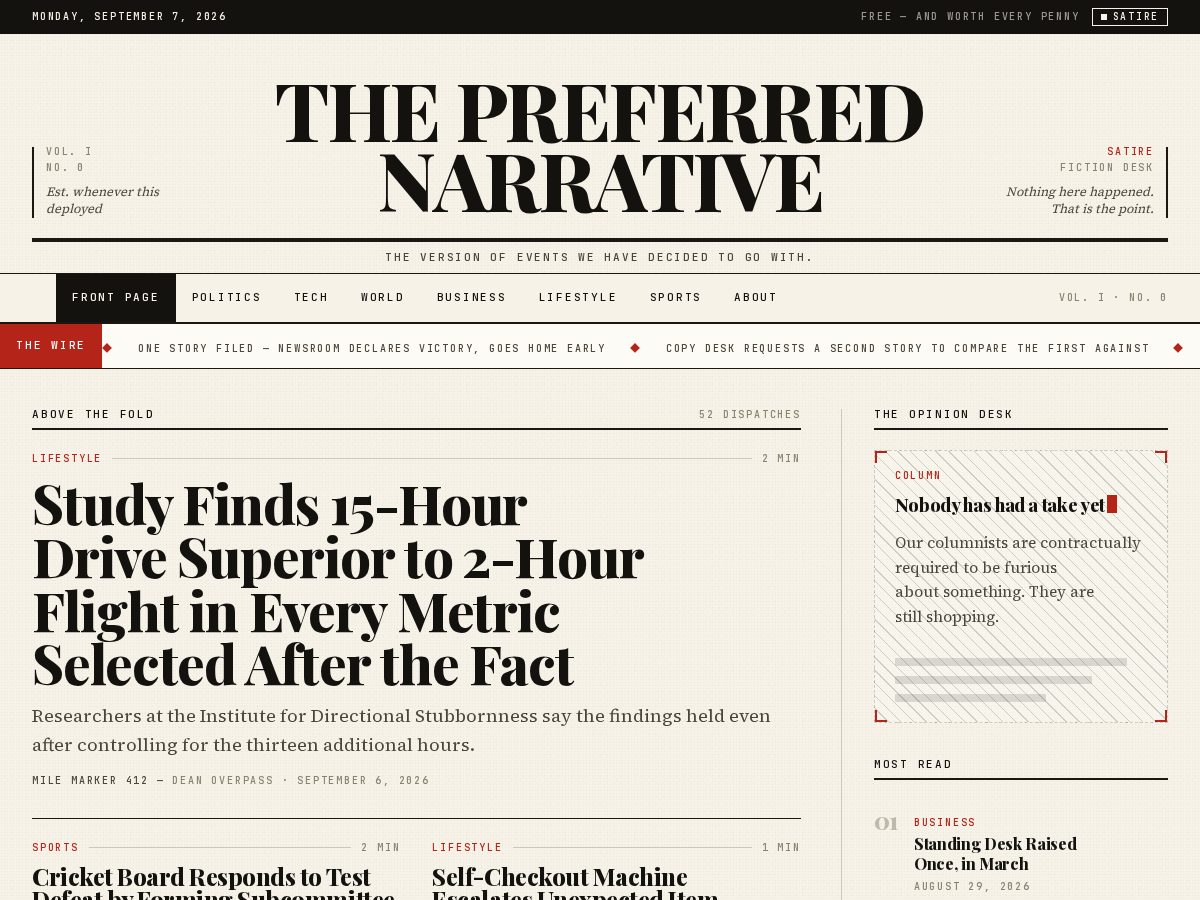 Landing-page snapshot of preferrednarrative.com