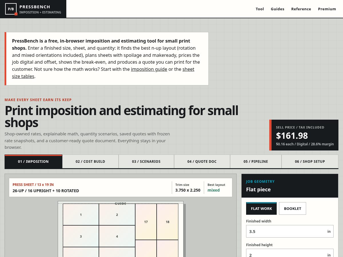 Landing-page snapshot of pressbench.app
