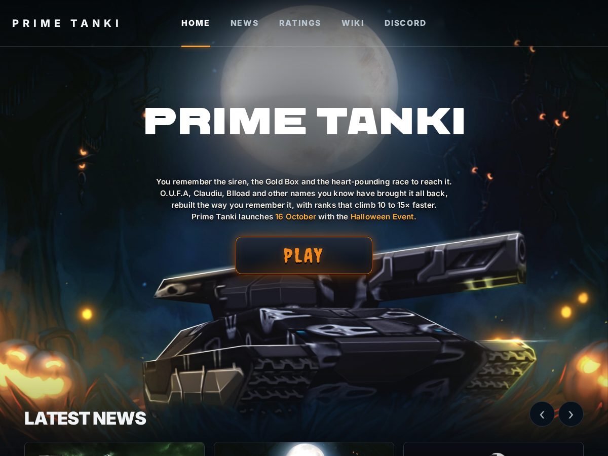 Landing-page snapshot of prime-tanki.com