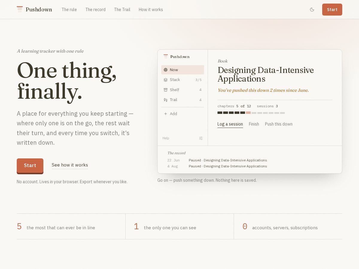 Landing-page snapshot of pushdown.app
